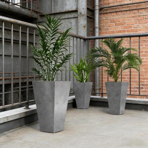 English Elm Tall Stackable Polypropylene Outdoor Planters Set of 2 Tapered Patio Flower Pots T3971P459673