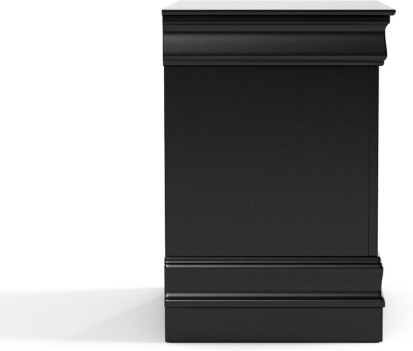 English Elm Light Gray Contemporary Nightstand Solid Rubberwood Dovetail Drawer Bedroom Storage Black B2741P433358