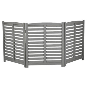 English Elm 3-panel Slatted Wood Outdoor Privacy Screen for Ac Units Trash Enclosures Gardens Grey W2640P272033