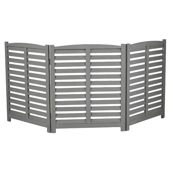 English Elm 3-panel Slatted Wood Outdoor Privacy Screen for Ac Units Trash Enclosures Gardens Grey W2640P272033