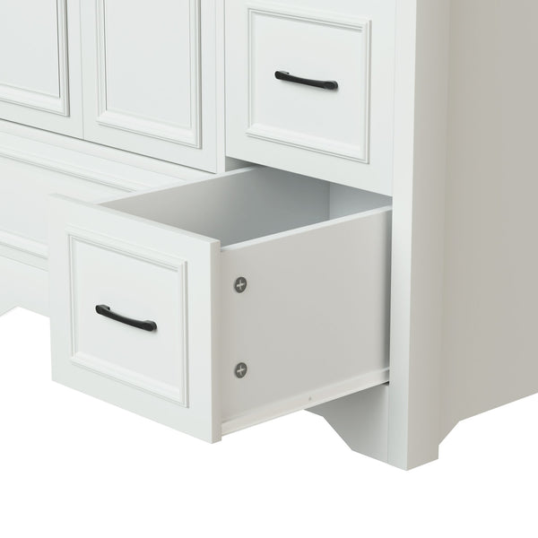 English Elm 36'' 36" Modern Bathroom Vanity with Ceramic Undermount Sink, White Cabinet, 2 Doors & 4 Drawers, Sturdy W1162S00012