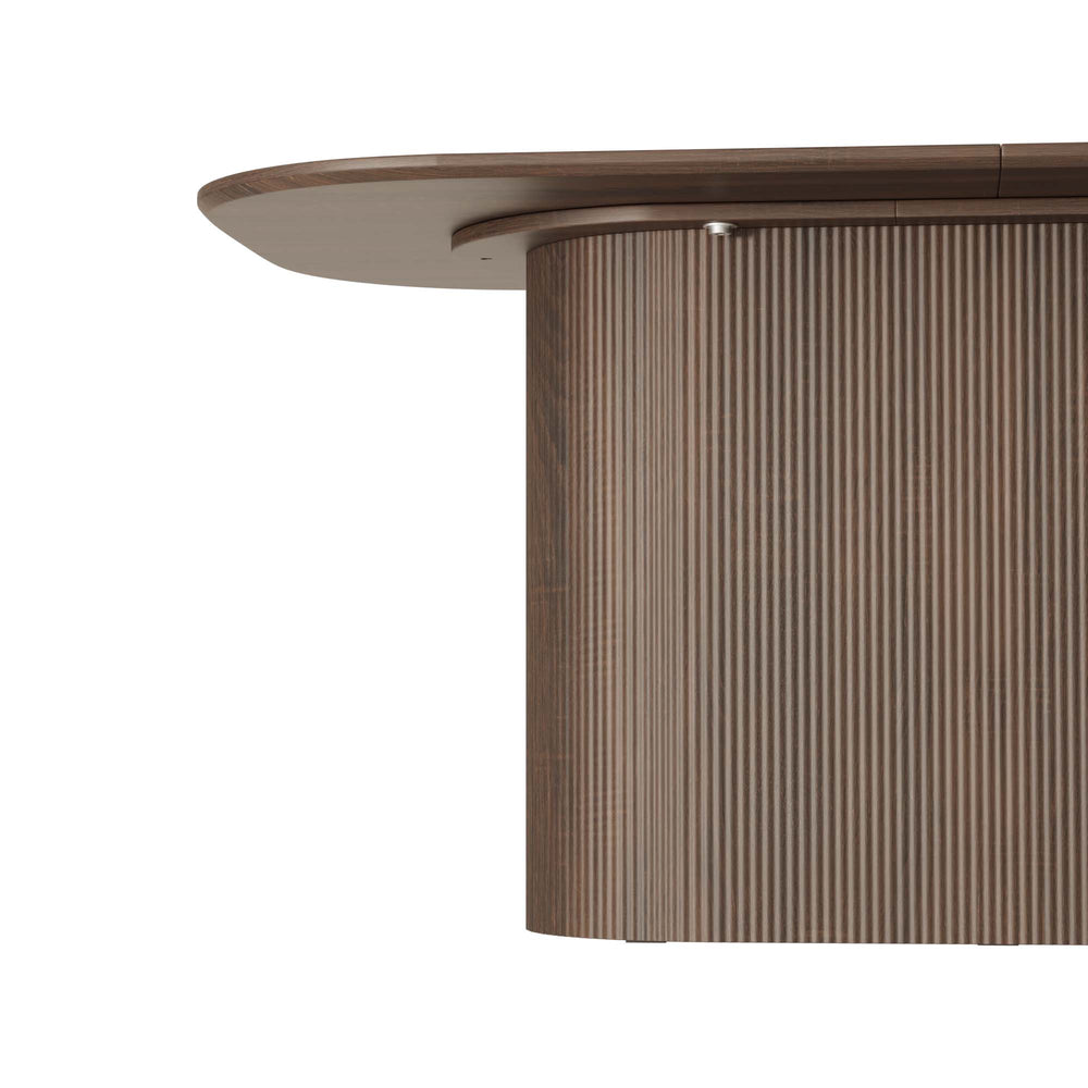 English Elm 63 Elegant MDF Dining Table with Carved Round Legs, Stain‑Resistant Surface, Seats 4‑8, Modern Appeal Brown W2189S00651