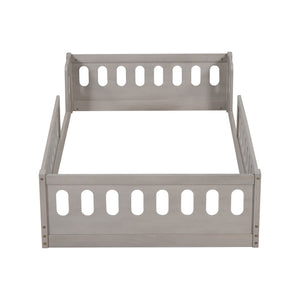 English Elm Wood Twin Size Platform Bed with Guardrail — Sturdy Pine & MDF Construction, Safe Low-Profile Design for Kids Natural N709P180836N