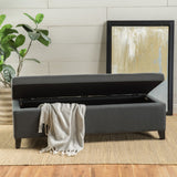 Hearth and Haven Xenon Fabric Upholstered Storage Bench with Birch Wood Legs, Dark Grey 73766.00FDGRY