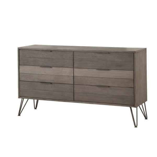 English Elm Contemporary Solid Wood Six Drawer Dresser with Hairpin Legs for Bedroom Storage B056P417104