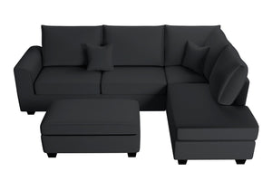 English Elm Modern Corduroy 3 Piece Sectional with Usb Charging Port and Storage Ottoman B011S02185