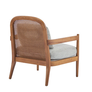 English Elm Christopher Knight Home® - [Set of 2] 26.6" Mid-Century Modern Accent Chair with Solid Wood Frame, Rattan Back and Plush Upholstery Grayish Green,Walnut N767P298390G