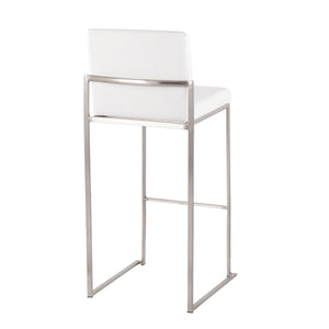 English Elm Fuji High Back Barstool Set Of 2 - Luxurious White Velvet & Sleek Stainless Steel For Modern Interiors B202P222195