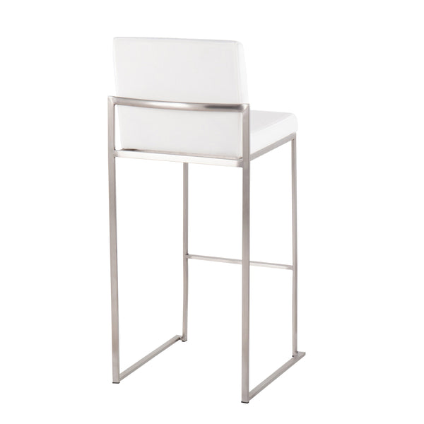 English Elm Fuji High Back Barstool Set Of 2 - Luxurious White Velvet & Sleek Stainless Steel For Modern Interiors B202P222195