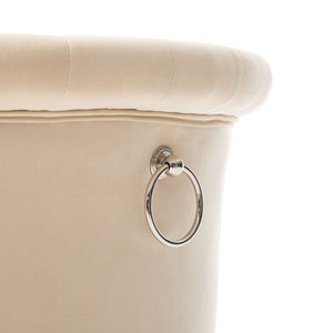 English Elm COOLMORE Velvet Bar Stool with Anti-Slip Large Base, Adjustable 360° Swivel, Plush Foam Comfort Beige W1539P320504