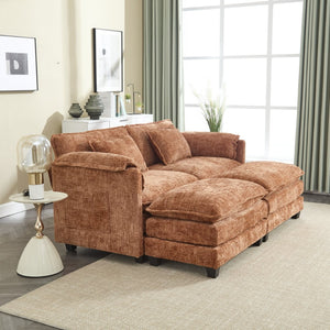 English Elm United Cozy Two-Seat Chenille Sofa With Detachable Armrests, Footstools, And Side Pockets For Comfort P1 W1568S00141-GIGA