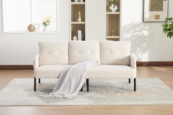 English Elm United We Win Corduroy Loveseat Plush Ergonomic Sofa with Spring Support Metal Legs Beige W1568P410043