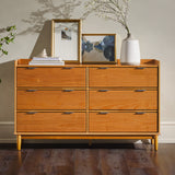 55.1" Solid Wood 6-Drawer Chest with Gallery Caramel LEEBDCA-T Walker Edison