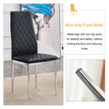 English Elm Checkered Armless High Back Dining Chair, 4-Piece Set, Black Chair and Electroplated Metal Legs, Office Chair. Suitable For Restaurants, Living Rooms, Kitchens, and Offices.W115162605 0924