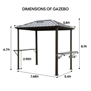 English Elm Grill 6x8 FT Hardtop Gazebo - Durable Galvanized Steel & Aluminum BBQ Pavilion with Shelves, Patio W419P276718