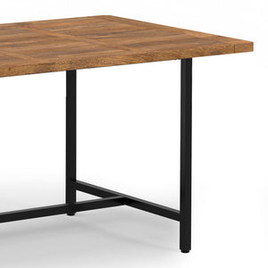 English Elm Campbell Burnt Wax Dining Table - Solid Mango Wood, Industrial Black Iron Base, 72"x36" Seating 6, Durable Finish B136P203493