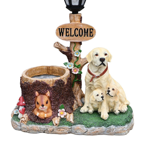 English Elm Labrador Mother and Pup Resin Garden Statue with Integrated Floral Planter Basin W5398P464250