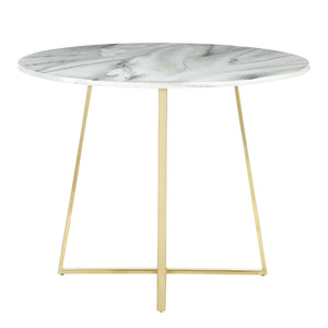 English Elm Cosmo Round Marble Dining Table With Gold Geometric Base – Glamorous Style For Chic Spaces B202S01108