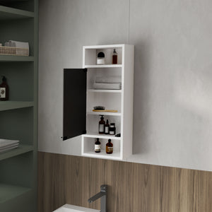English Elm FM Pinedale Medicine Cabinet with Mirrored Door and Open Shelves, Wall-Mounted Scratch-Resistant Storage White 33.46 L x 16.93 W x 4.33 H B128P301386