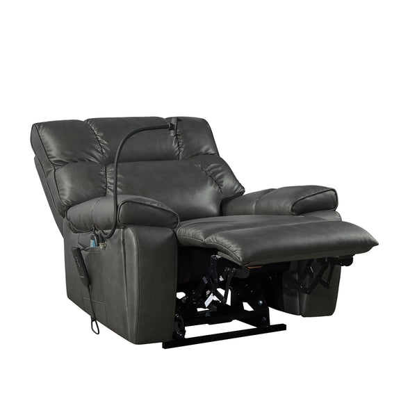 English Elm Recliner Power Lift with Dual OKIN Motors, Massage & Lumbar Heat, Infinite Recline, Cup Holders Gray W820S00024