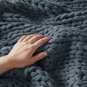 JLA Home Madison Park - Hand Made Throw Blanket — Double-Knit 100% Acrylic, Ultra-Soft OEKO-TEX, Modern Boho Cozy Accent Gift MP50-7316