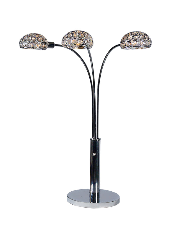 English Elm 1pc Modern Multi-Head Floor Lamp with Crystal-Encrusted Shades, Adjustable Height, Dimmer Control Silver 30 L x 18 W x 3.34 H B2741P290164
