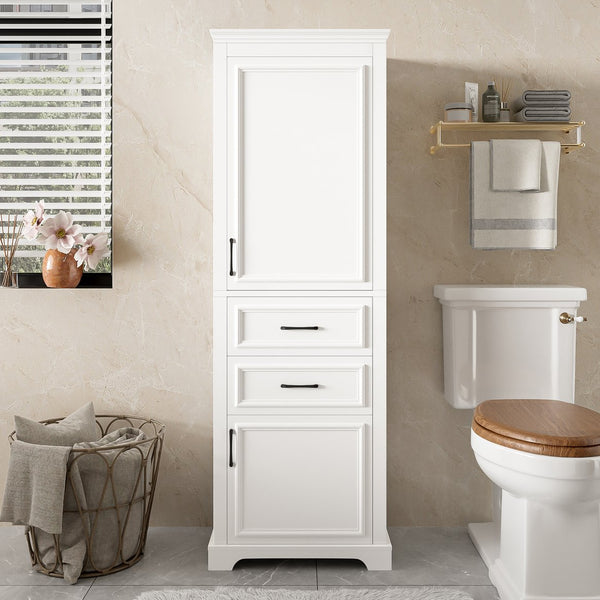 English Elm 71-inch Freestanding Bathroom Vanity with Soft-Close Doors, Adjustable Shelves, Drawers & Anti-Tip Stability N729P335588K