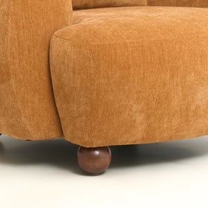 English Elm Nordic Chenille Bucket Chair Deep Cushioned Seat for Living Room Reading Lounge Brown Yellow W2901P489490