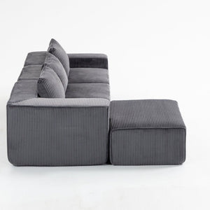 English Elm Modular Corduroy Sectional with Deep Foam Seating Low Profile Living Room Couch W3326S00014