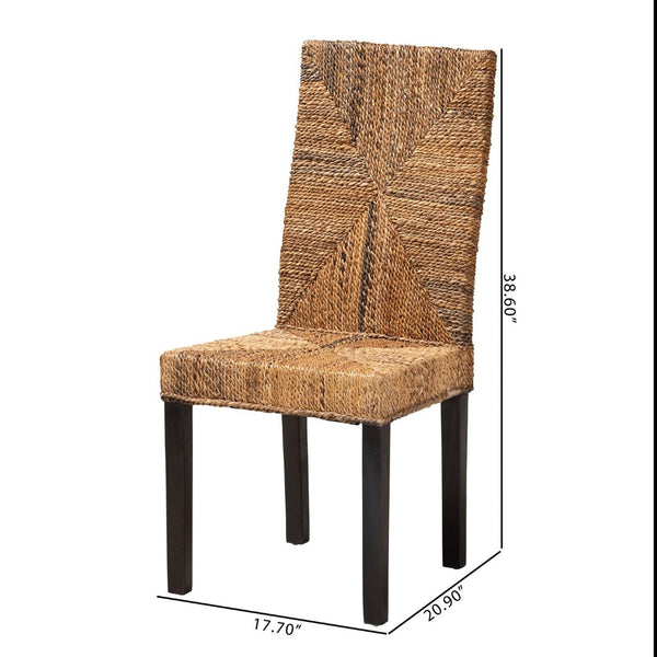 English Elm Modern Seagrass Woven Acacia Wood Dining Chair Set Bohemian Organic Style B2750P467655