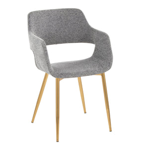 English Elm Margarite Contemporary Dining Chairs Set Of 2 - Elegant Grey Fabric & Gold Metal Accent Chairs B202S01262