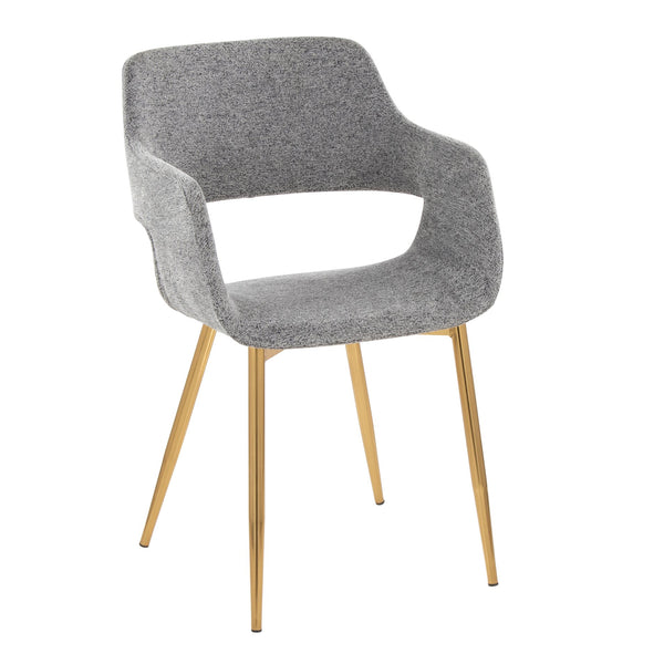 English Elm Margarite Contemporary Dining Chairs Set Of 2 - Elegant Grey Fabric & Gold Metal Accent Chairs B202S01262