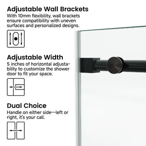 English Elm 48*76"fixed Sliding Frameless Shower Door Clear Tempered Glass Stainless Steel Hardware T3177P320594