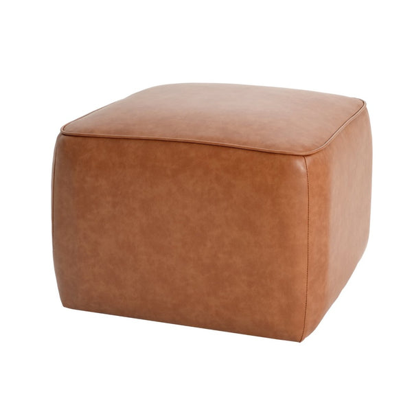 English Elm Upholstered Square Pu Leather Ottoman with Foam Seating for Modern Living Rooms N757P414086T