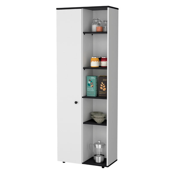 English Elm Harman Tall Pantry Cabinet with Open Shelving Enclosed Door and Slim Kitchen Profile B128P460146