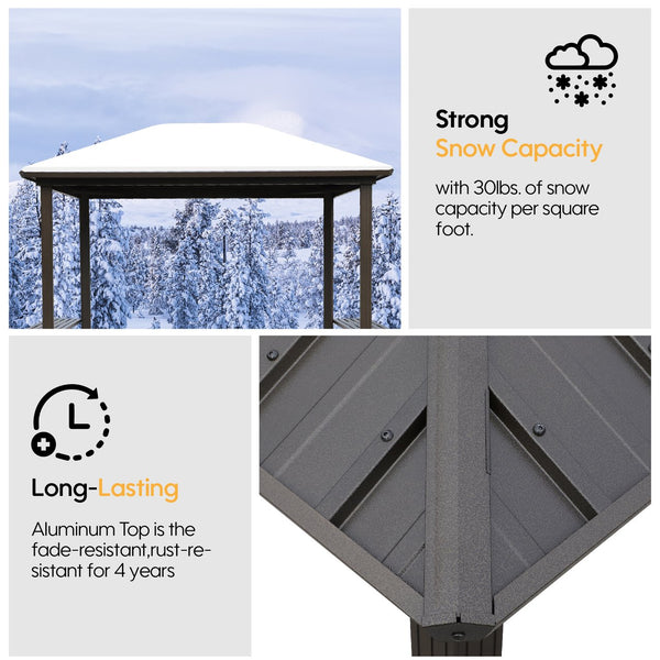 English Elm Grill 6x8 FT Hardtop Gazebo - Durable Galvanized Steel & Aluminum BBQ Pavilion with Shelves, Patio W419P276718