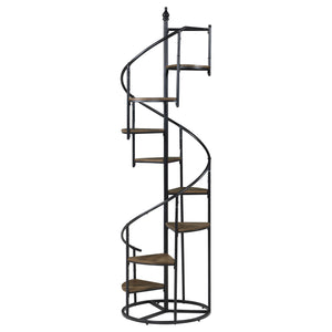 English Elm 69-inch Spiral Bookshelf Rustic Brown 8-Tier Industrial Metal Frame with Triangular Wood Shelves, 68.75" H, Sturdy Design B011P305631