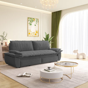English Elm 73.2" Queen Sleeper Sofa Convertible Corduroy Loveseat for Guest Room or Living Space Grey W1885S00337