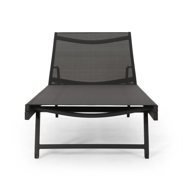 English Elm Christopher Knight Home® - SALTON Chaise Lounge with Breathable Nylon Mesh Seating, Lightweight Recliner for Outdoor Comfort and Style Black 60919.00BLKMSHMP2