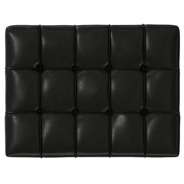 English Elm Mariah Tufted Storage Ottoman Coffee Table with Lift-Up Lid, Vegan Leather, Walnut Base, Multipurpose Seating Black B136P252688