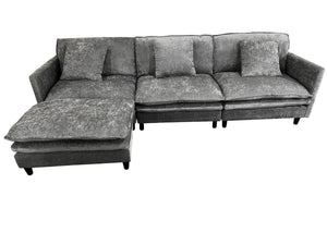 English Elm 108-inch Modular Chenille Sectional Sofa Deep Seat L-shape for Open Living Rooms Gray W2795S00046