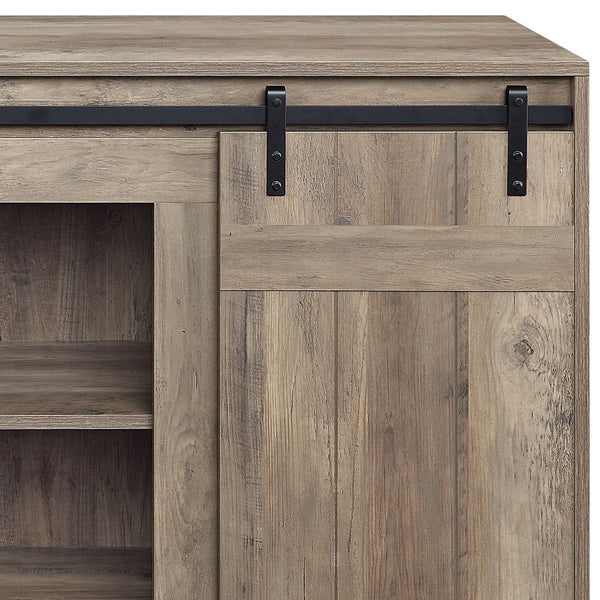 English Elm Grey Grey Washed TV Stand with Sliding Barn Doors, 60" Media Console, Sturdy Sled Base, Modern Storage Stylishly Accommodates Equipment B062P209411
