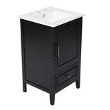 English Elm 20" Bathroom Vanity With Sink, Bathroom Cabinet With A Door, Door Shelf Storage and Adiustable Foot Pads, A Drawer, Black