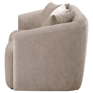English Elm Silvana Rolled Arm Loveseat with Plush Foam Cushions in Neutral Woven Fabric B062P451816
