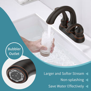 English Elm Bathroom Faucet 2-Handle Swan Style In Oil Rubbed Bronze - Efficient Aerator, Pop-Up Drain & Hoses T3177P277485
