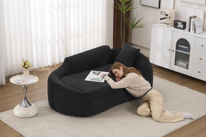 English Elm Ly-048 Sculpted Chenille Chaise Lounge Convertible Sleeper Sofa for Modern Living Spaces Black W2231P401731