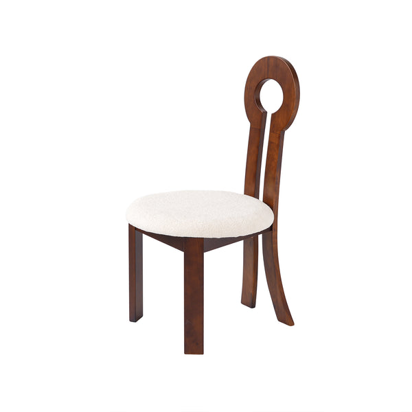 English Elm Vintage Rubber Solid Wood Dining Chair Set of 2 — Plush Berber Fleece Upholstery, Water & Stain Resistant, 280 lb Capacity Natural,White W1535P281510