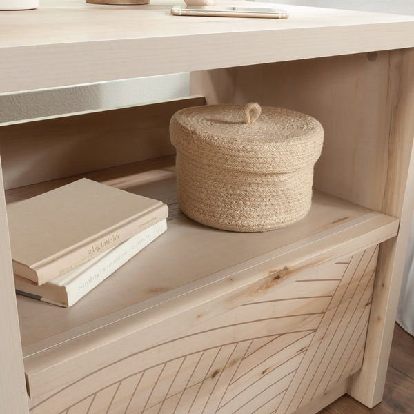 English Elm Night Stand - Sleek Brown Finish With Unique Wave Pattern, Ample Storage & Versatile Design Options B356P367917