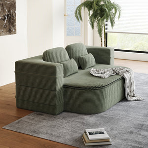 English Elm 75''2-In-1 Foldable Sofa Bed, Cozy Corduroy Lounge Chair With Blanket & Pillows For Versatile Relaxation W834P317048