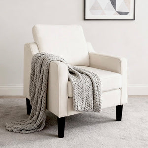 English Elm Living Room Linen Accent Chair Mid Century Modern with Tapered Wood Legs Compact Seat W5052P411381